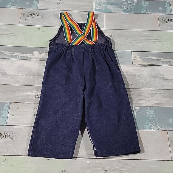 Vintage Health-Tex Rainbow & Denim Overalls sz 12 mo - Picture 3 of 5